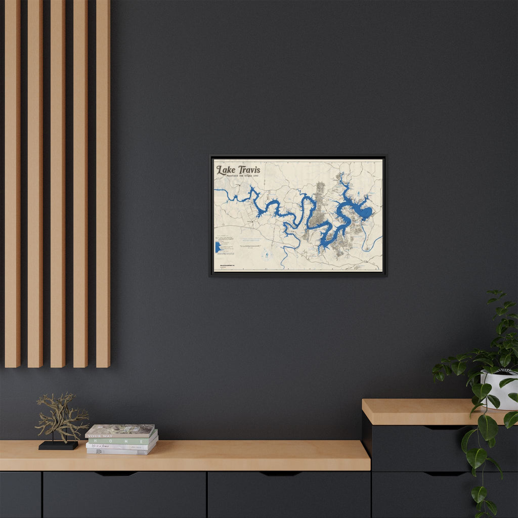 Framed Lake Travis Nautical Map Canvas — Vintage Wall Art
