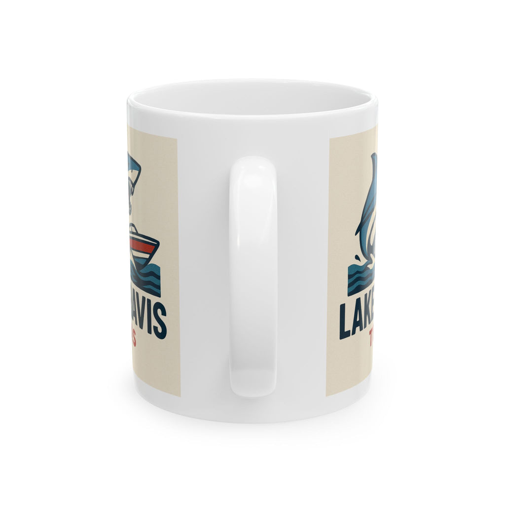 Lake Travis Shark Boat Mug | Texas Ceramic Coffee Cup