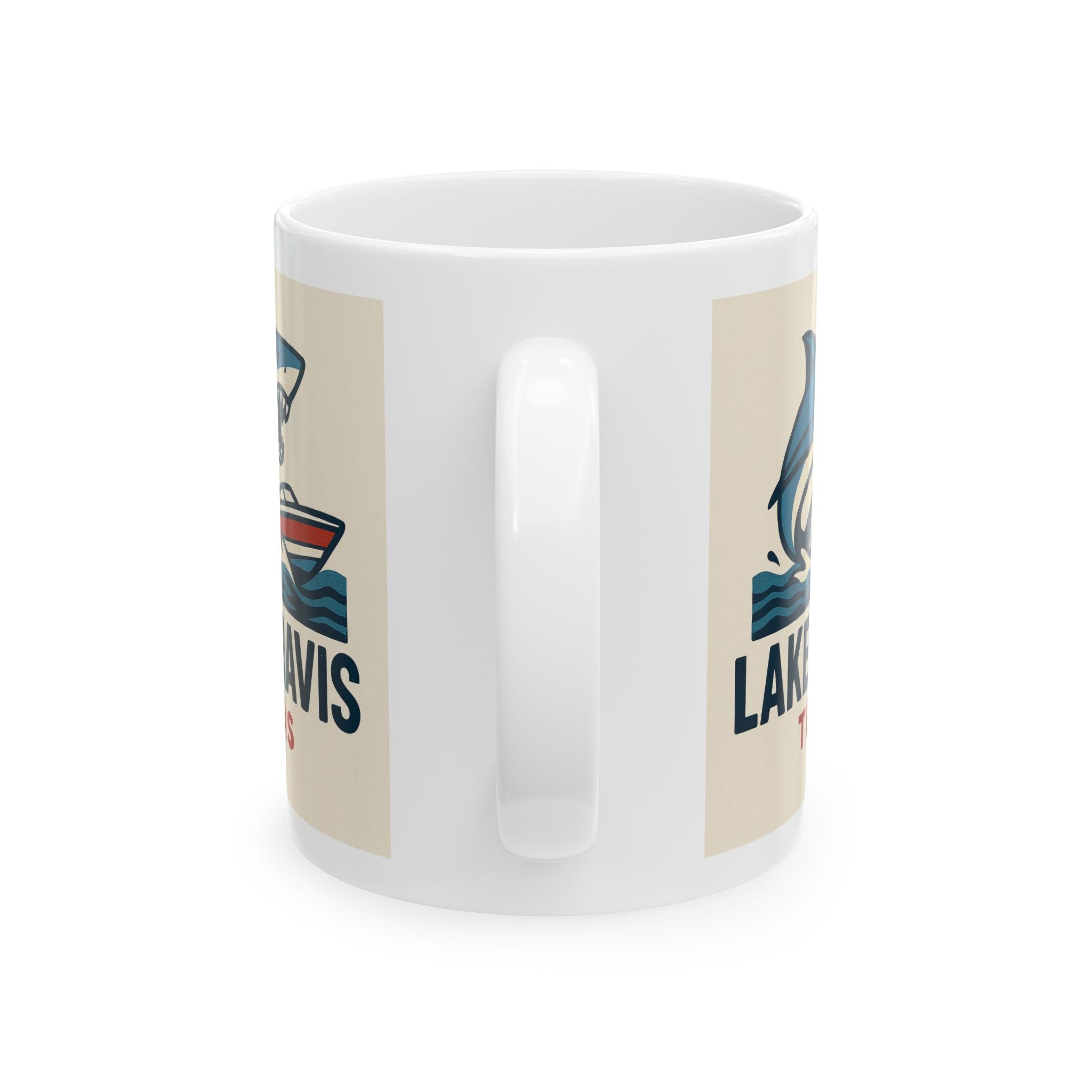 Lake Travis Shark Boat Mug | Texas Ceramic Coffee Cup